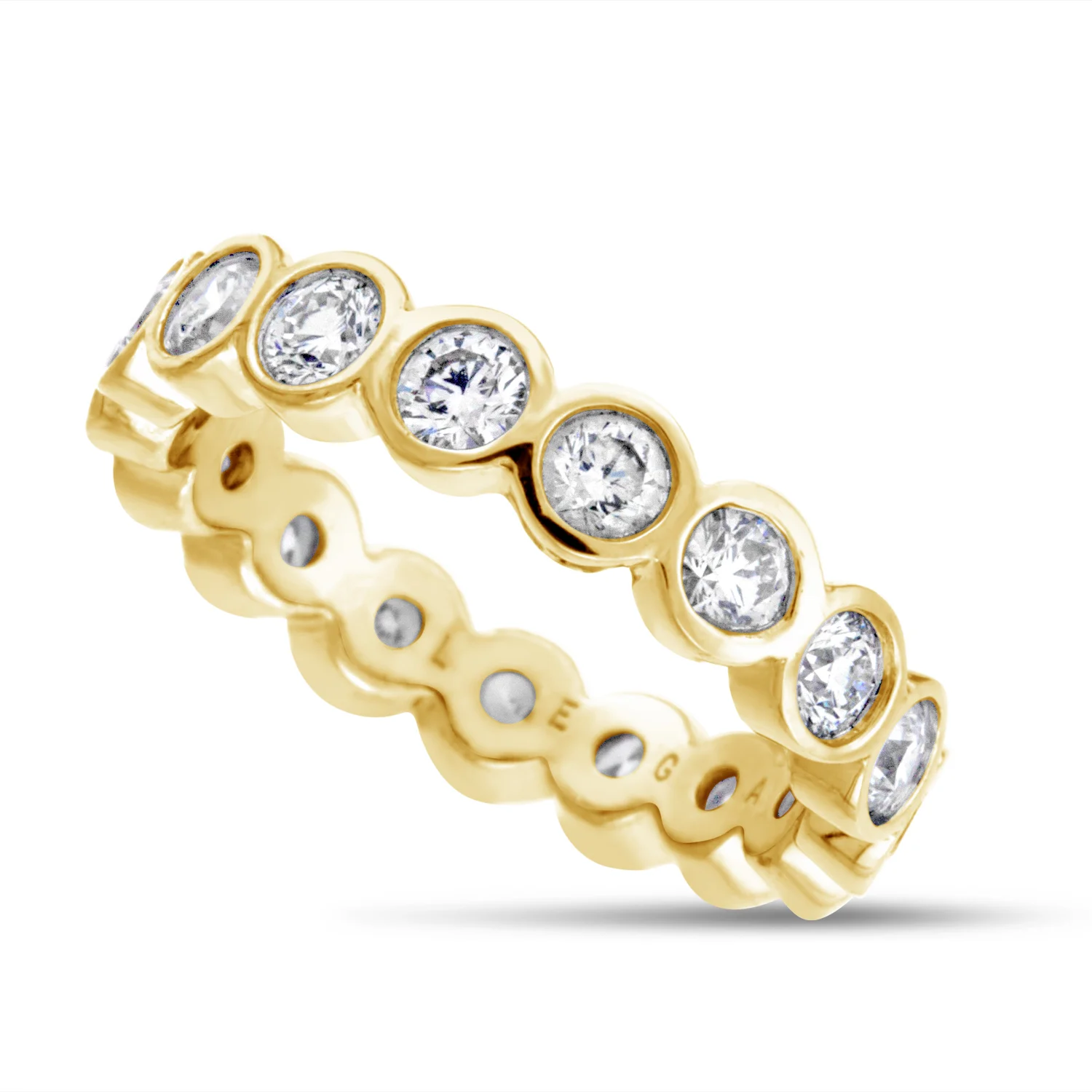 Bezel Set Diamond Eternity Ring 14K Yellow Gold 2.0mm Nal Adams